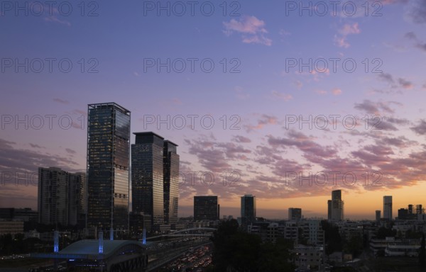 Israel, Tel Aviv financial business district skyline with and high tech offices