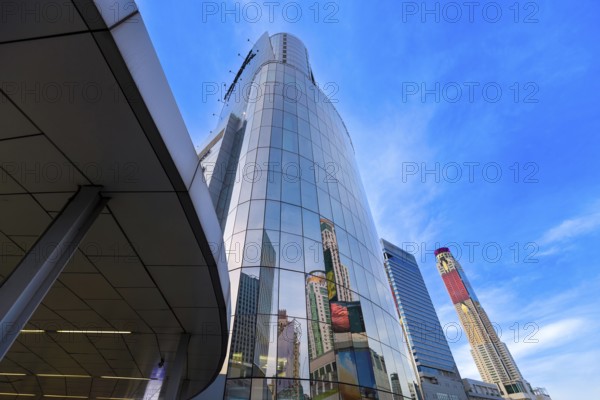 Thailand, Bangkok downtown business and financial district panoramic skyline