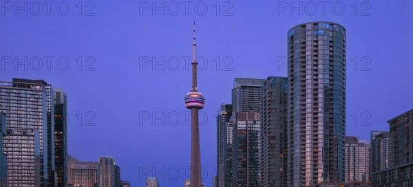 Scenic panorama of Toronto financial district skyline in the city downtown