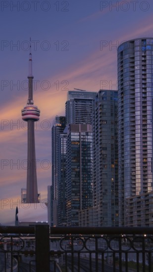 Scenic panorama of Toronto financial district skyline in the city downtown