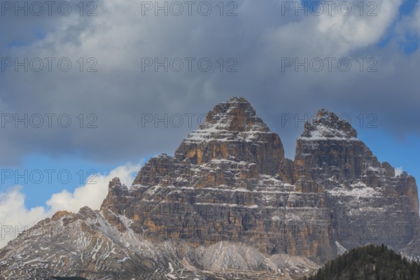 Detailed view of the Three Peaks from Misurina, Dolomites, South Tyrol, Italy
