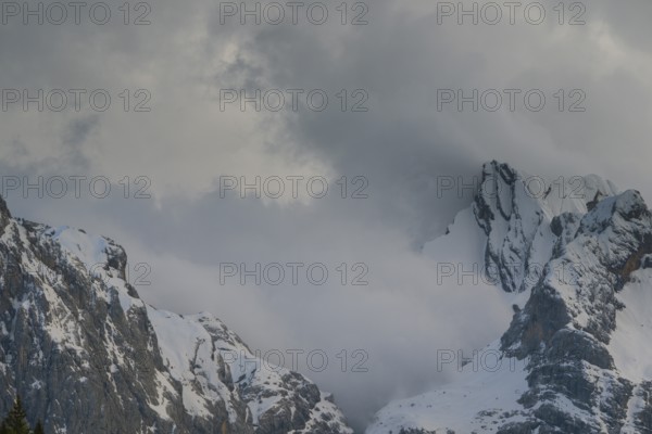 Rising clouds and detailed view of the Sorapis mountain group, Punta Sorapiss, Dolomites, South Tyrol, Italy