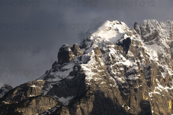Atmospheric detailed view of the Sorapis mountain group in the evening light, Punta Sorapiss, Dolomites, South Tyrol, Italy