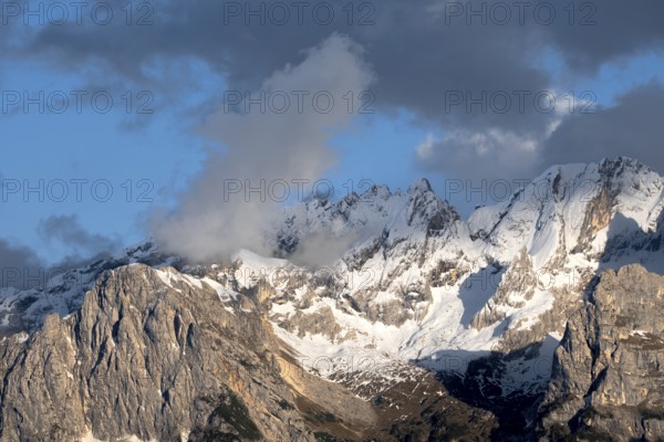 Atmospheric detailed view of the Sorapis mountain group in the evening light, Punta Sorapiss, Dolomites, South Tyrol, Italy
