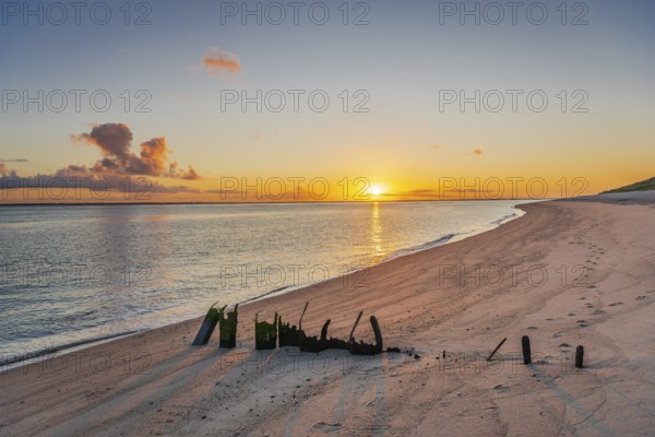 Sunrise on Ellenbogen beach on the North Sea island of Sylt