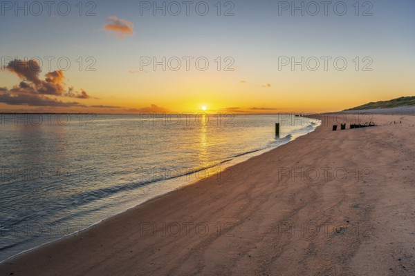 Sunrise on Ellenbogen beach on the North Sea island of Sylt