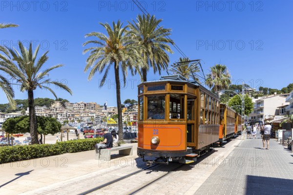 Historic tram Tranvia de Soller public transport public transport in Majorca in Port de Soller, Spain