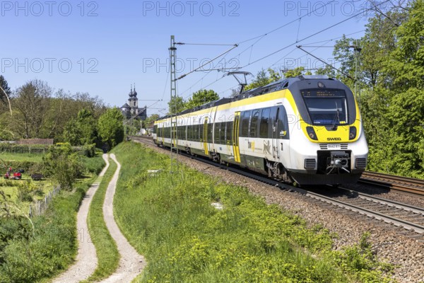 Regional train of the SWEG type Bombardier Talent 2 in Bruchsal, Germany