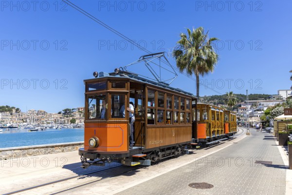Historic tram Tranvia de Soller public transport public transport in Majorca in Port de Soller, Spain