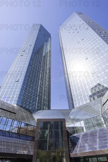 Deutsche Bank AG headquarters in the skyscraper tower in Frankfurt, Germany