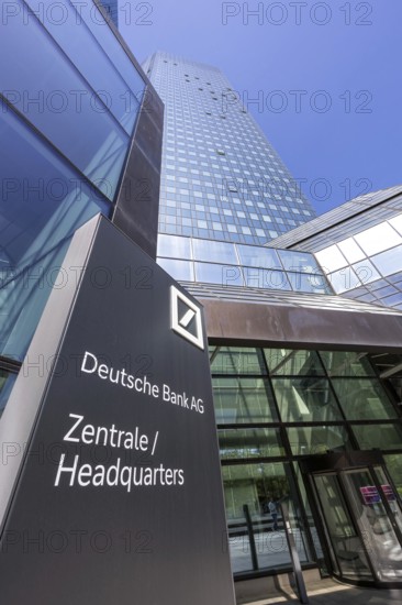 Deutsche Bank AG headquarters in the skyscraper tower in Frankfurt, Germany