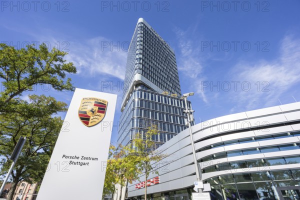 Porsche Design Tower high-rise and Porsche Centre Autohaus am Pragsattel in Stuttgart, Germany