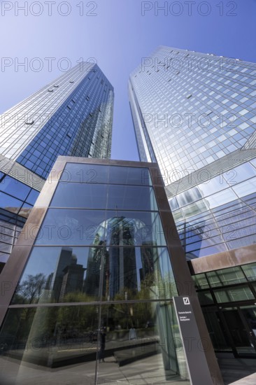 Deutsche Bank AG headquarters in the skyscraper tower in Frankfurt, Germany