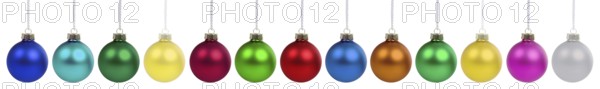 Christmas Christmas baubles Christmas decoration colourful baubles ball banner in a row freestanding in Stuttgart, Germany
