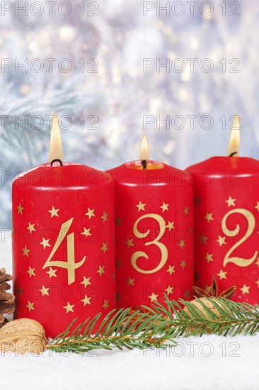 Fourth 4th Advent candle for Christmas Christmas card in winter with copy space Copyspace in Stuttgart, Germany