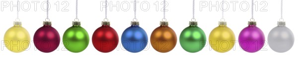 Christmas baubles Christmas decoration many baubles ball in a row freestanding in Stuttgart, Germany
