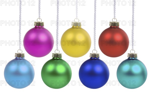 Christmas Christmas baubles with Christmas decorations colourful decoration hanging isolated cropped in Stuttgart, Germany