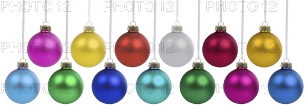 Christmas baubles with Christmas decorations colours decoration hanging clipping isolated cropped in Stuttgart, Germany