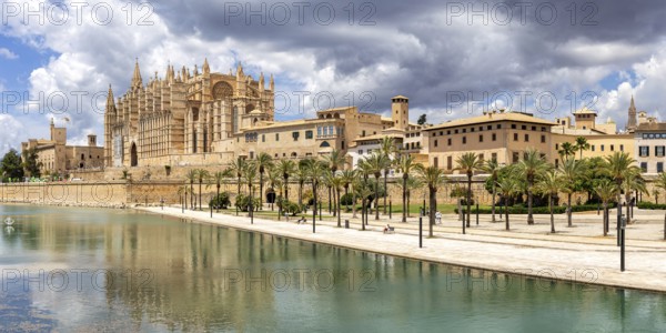 Cathedral Church Catedral de Palma de Majorca La Seu Panorama in Palma de Majorca, Spain