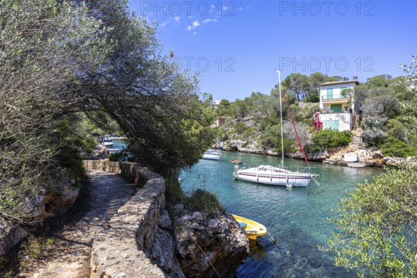 Bay of Cala Figuera on Majorca with boats holiday by the sea trip in Cala Figuera, Spain