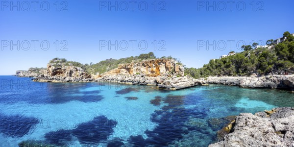 Cala S'Almonia beach on the island of Majorca in the Mediterranean panoramic holiday in Cala S'Almonia, Spain