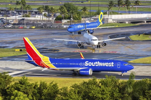 A Boeing 737 MAX 8 aircraft of Southwest Airlines with the registration number N8963Q at San Juan Airport, Puerto Rico
