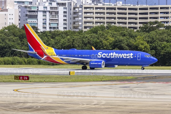 A Boeing 737-800 aircraft of Southwest Airlines with the registration number N8326F at San Juan Airport, Puerto Rico