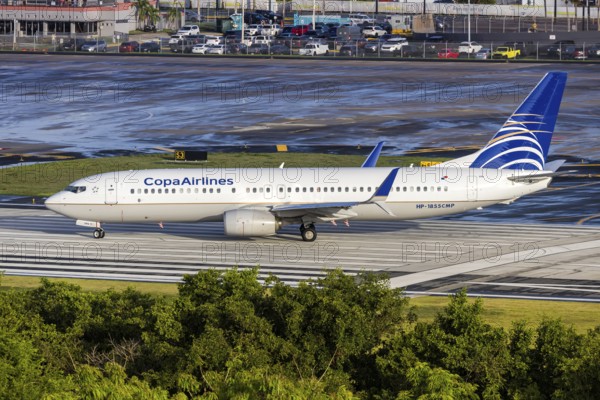 A Copa Airlines Boeing 737-800 aircraft with the registration HP-1855CMP at San Juan Airport, Puerto Rico
