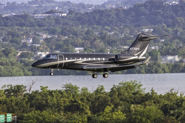 A Gulfstream Aerospace G280 private jet aircraft with registration N770PG at San Juan Airport, Puerto Rico