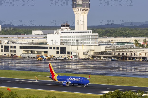 A Boeing 737 MAX 8 aircraft of Southwest Airlines with the registration number N8963Q at San Juan Airport, Puerto Rico