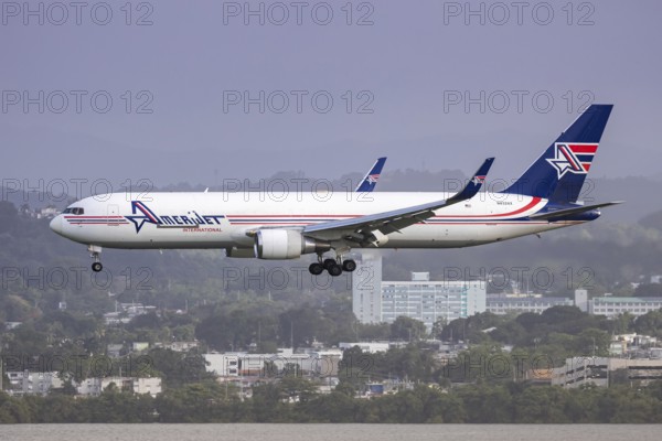 A Boeing 767-300ER BDSF aircraft of Amerijet International with registration N432AX at San Juan Airport, Puerto Rico