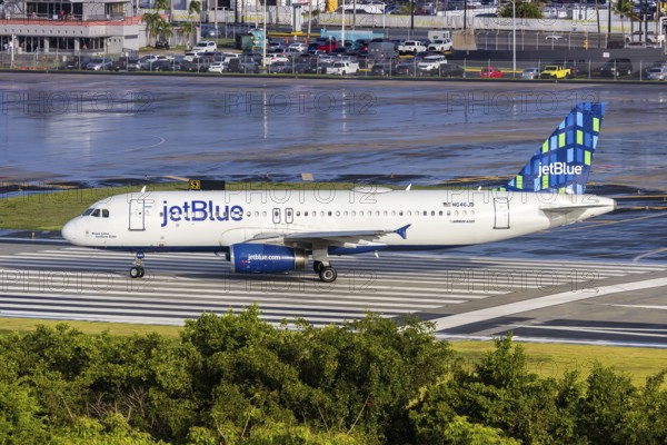 A JetBlue Airways Airbus A320 aircraft with the registration number N646JB at San Juan Airport, Puerto Rico