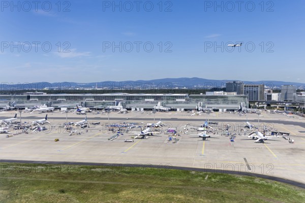Aerial view of Terminal 2 at Frankfurt Airport, Germany