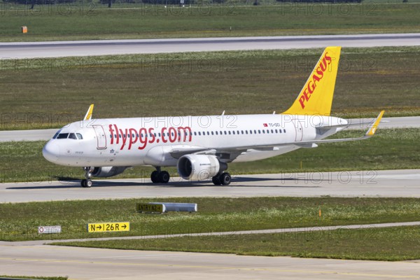 A Pegasus Airlines Airbus A320 aircraft with the registration TC-DCI at Munich Airport, Germany