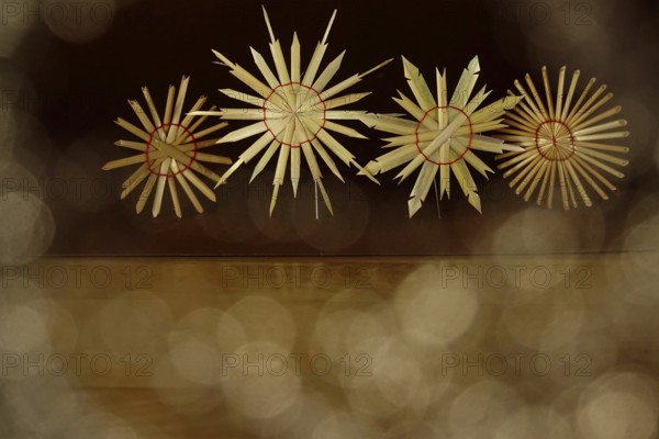 Christmas decoration, home-made straw stars, Germany