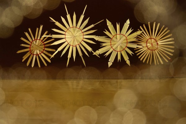 Christmas decoration, home-made straw stars, Germany
