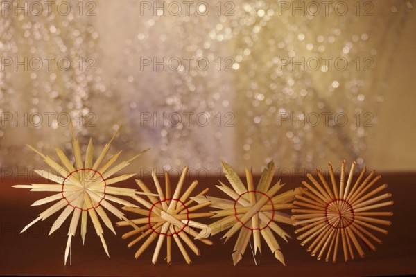 Christmas decoration, home-made straw stars, Germany