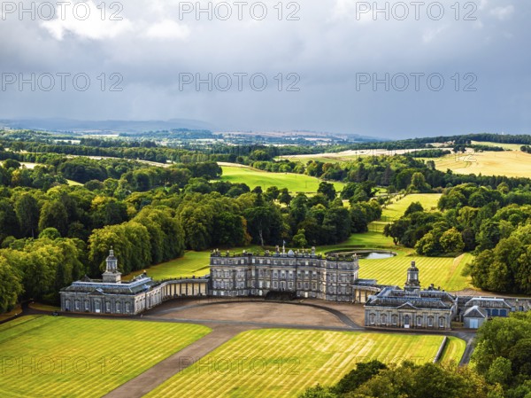 Hopetoun House from a drone, South Queensferry, Edinburgh, Scotland, United Kingdom