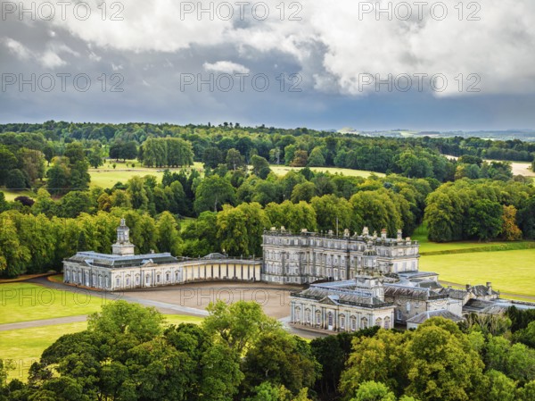 Hopetoun House from a drone, South Queensferry, Edinburgh, Scotland, United Kingdom
