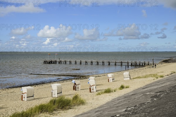 Tar dyke Utersum directly on the Wadden Sea, Föhr, North Frisian Island, North Frisia, Schleswig-Holstein, Germany