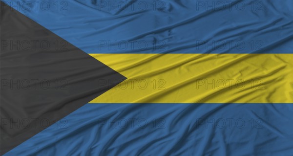 Bahamian flag waving. Flag of Bahamas with cloth texture