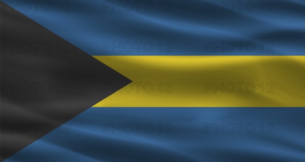 Bahamas flag with fabric texture. Realistic flag of Bahamas waving