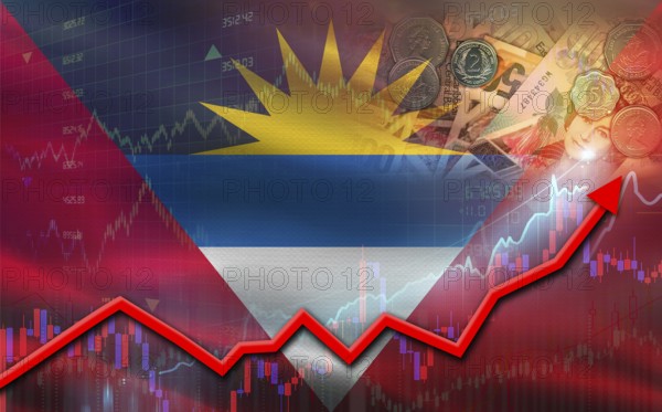 Antigua and Barbuda economic growth on financial graph. Antigua and Barbuda financial growth on market graph