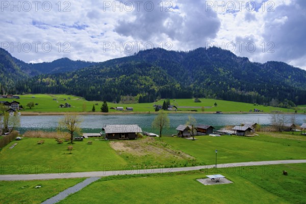 Weißensee, dark clouds, near Techendorf, Carinthia, Austria