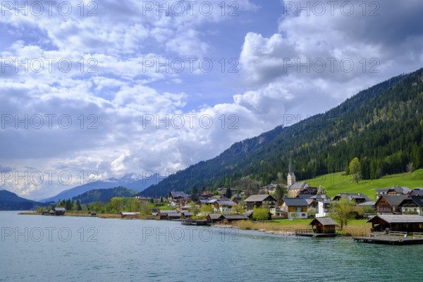 Weißensee, dark clouds, near Techendorf, Carinthia, Austria