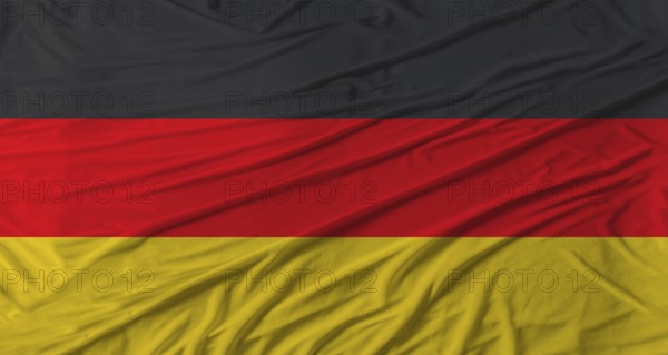 German flag waving. Flag of Germany with cloth texture
