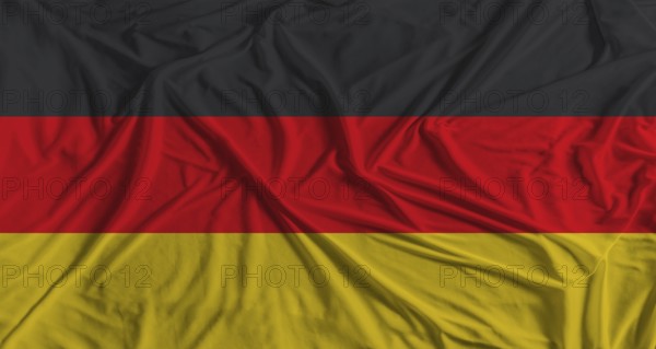 German flag with fabric texture background. National flag of Germany