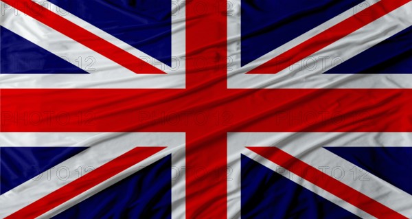 British flag waving. Flag of United Kingdom with cloth texture