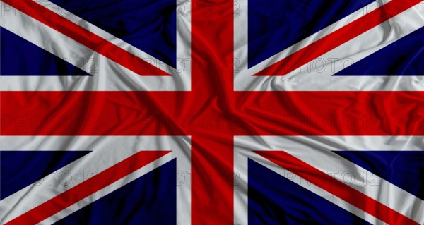 British flag with fabric texture background. National flag of United Kingdom