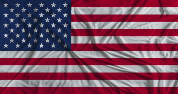 American flag with fabric texture background. National flag of USA